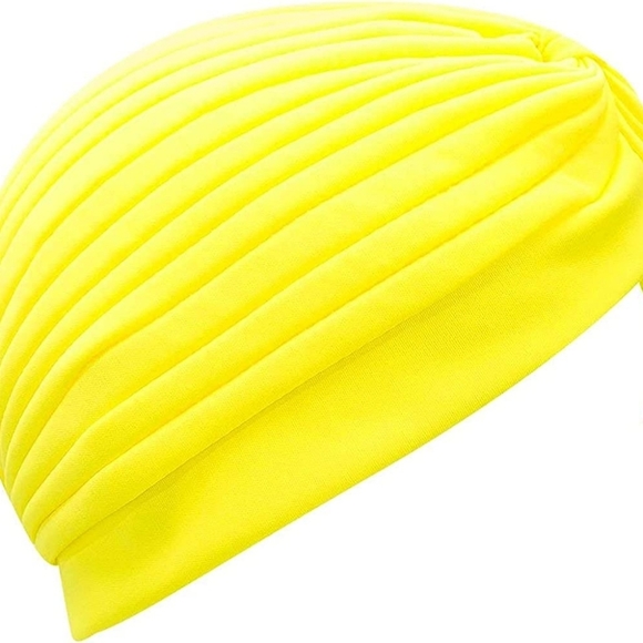 Yellow Knotted Turban Chemotherapy Hat Bonnet Headwrap Hijab Topknot Alopecia - Picture 4 of 6